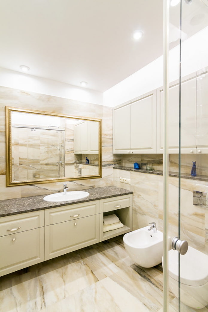 large mirror above the sink