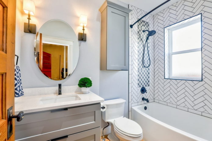 wall cabinets in the bathroom