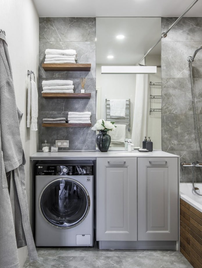 shelves in the bathroom