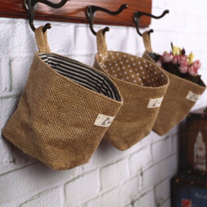 interior baskets made of burlap