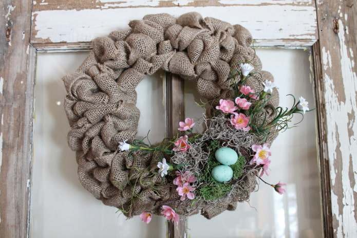 wreath on the door in the Provence style
