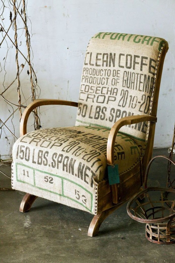 chair with burlap upholstery