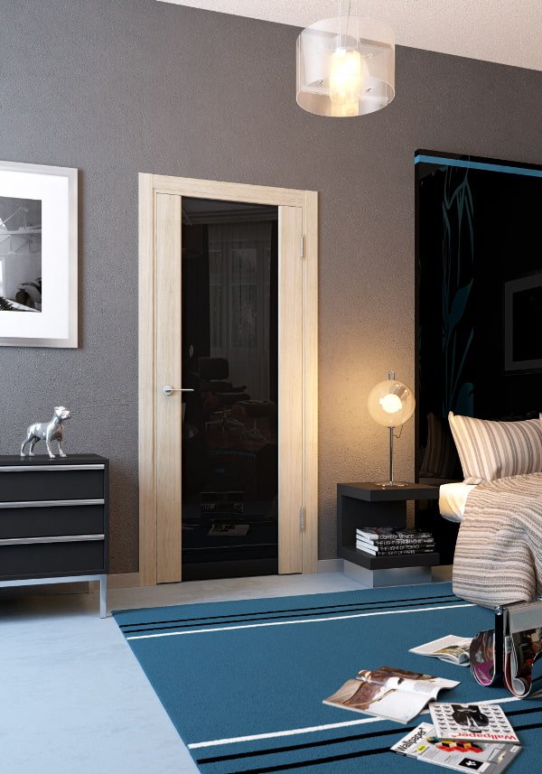 doors with black glass in the interior