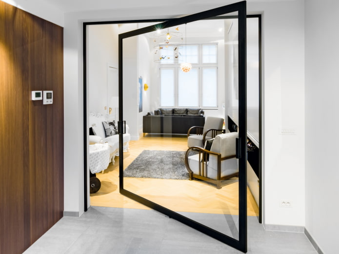 glass pendulum doors in the interior