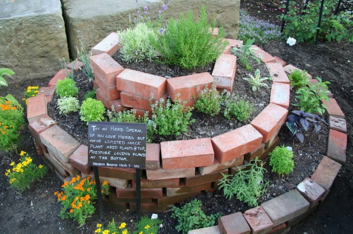 spiral brick flowerbed