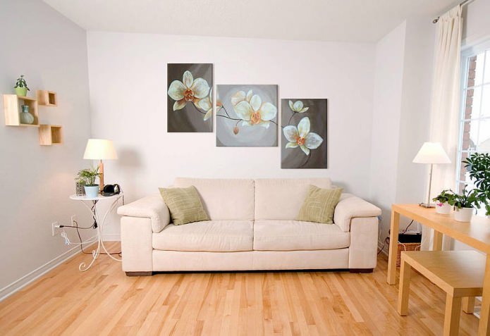 modern modular painting in the living room interior