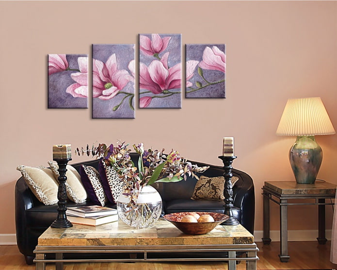 modern modular painting in the living room interior