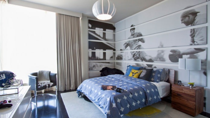 Modern modular painting in the bedroom interior