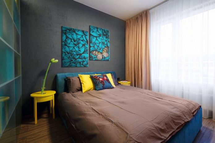 modern modular painting in the bedroom interior