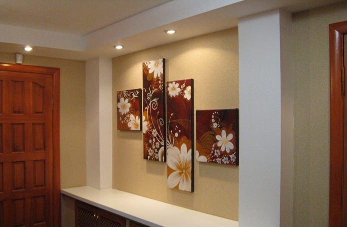Modular painting in the hallway interior