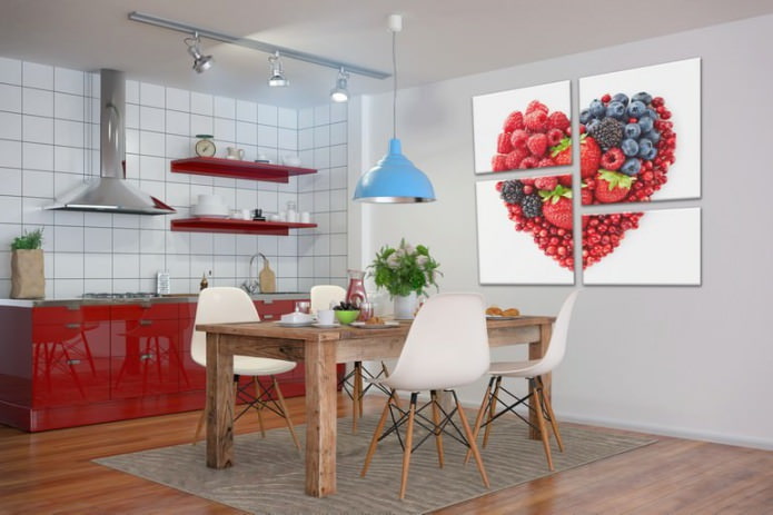 Modern modular painting in the kitchen interior