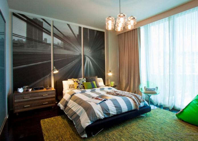 Modern modular painting in the bedroom interior