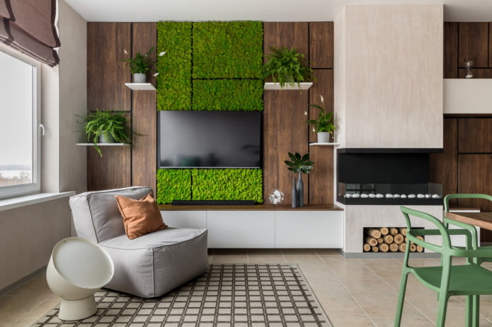 decoration of the wall with a TV