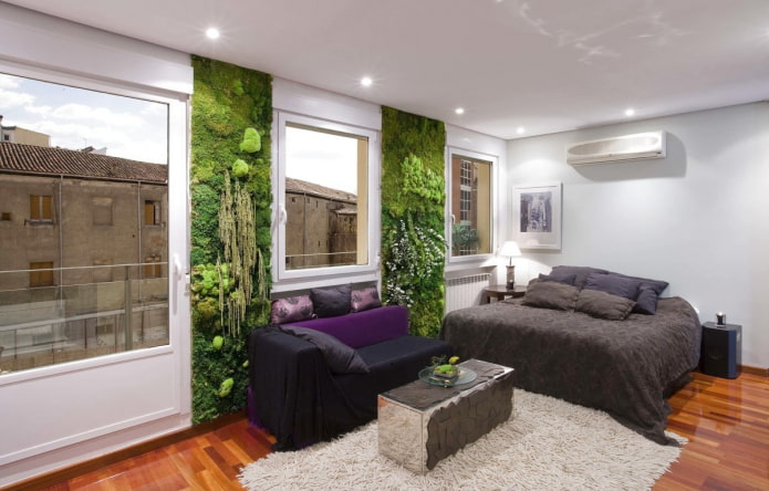 moss panel in the bedroom