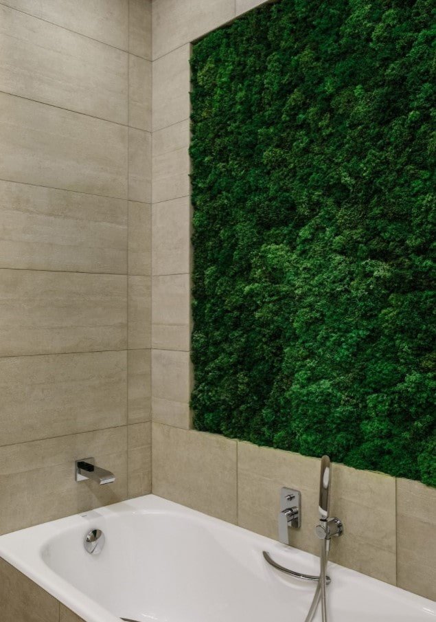 moss over the bathtub