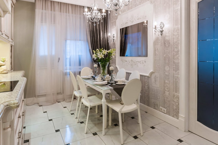 wall moldings in the kitchen interior