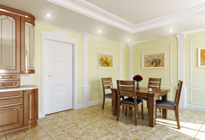 wall moldings in the kitchen interior
