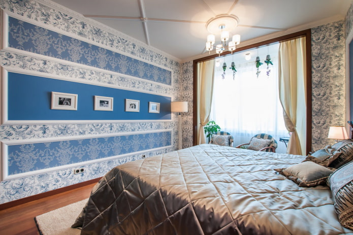 wall moldings in the bedroom interior