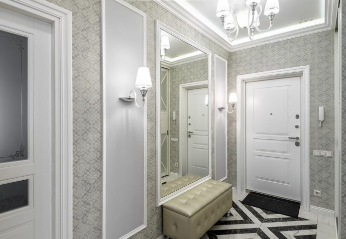 wall moldings in the hallway interior