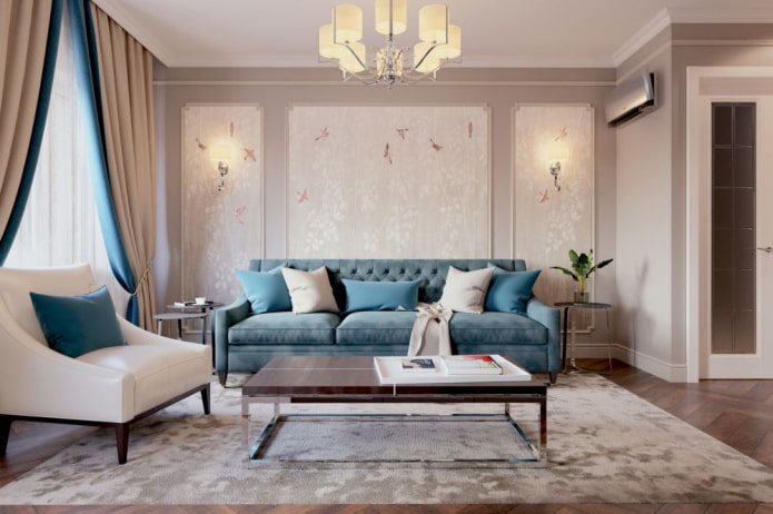 wall moldings in the interior in a neoclassical style