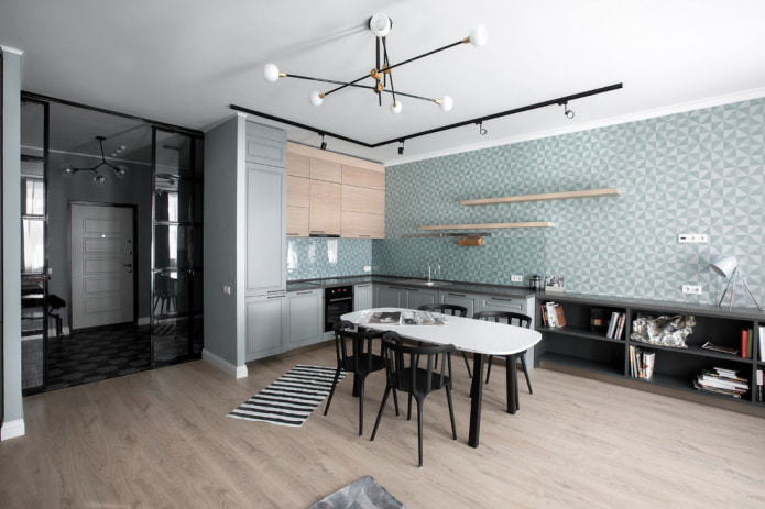 Washable wallpaper in the apron area