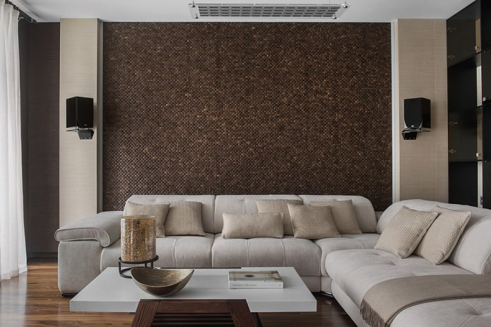 mosaic tiles in the living room interior