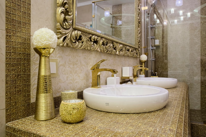 mosaic on a countertop in a bathroom interior