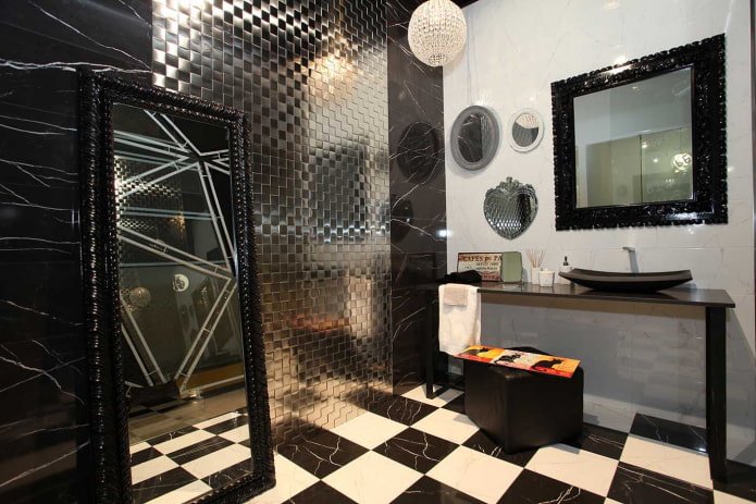 metal mosaic tiles in the bathroom