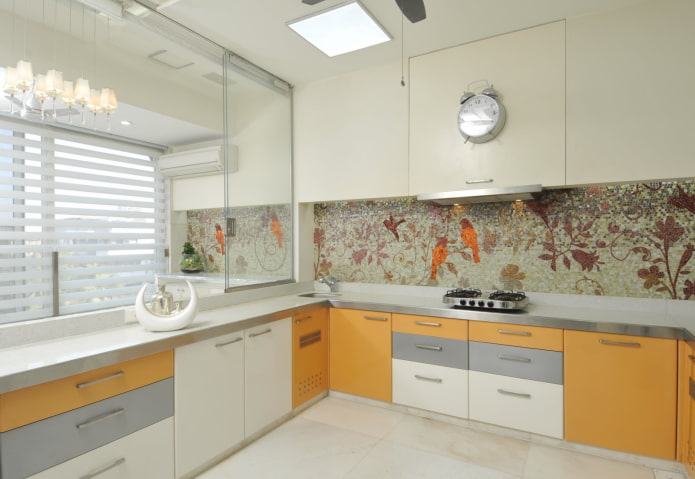 mosaic panel in the kitchen interior