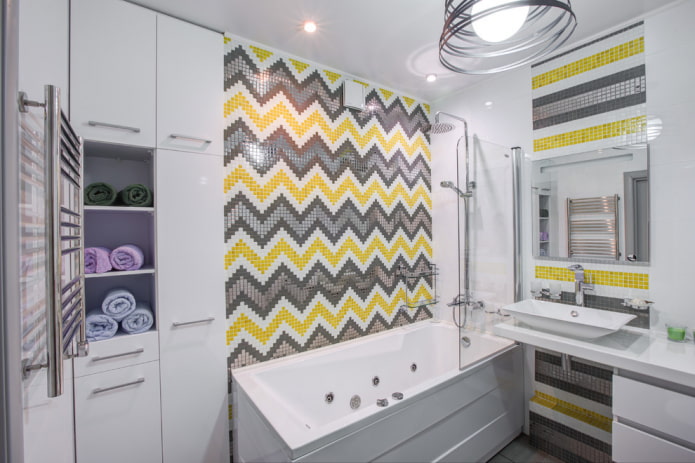 mosaic geometric shapes in the bathroom interior