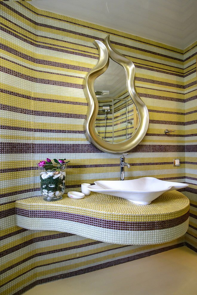 mosaic on the countertop in the bathroom interior