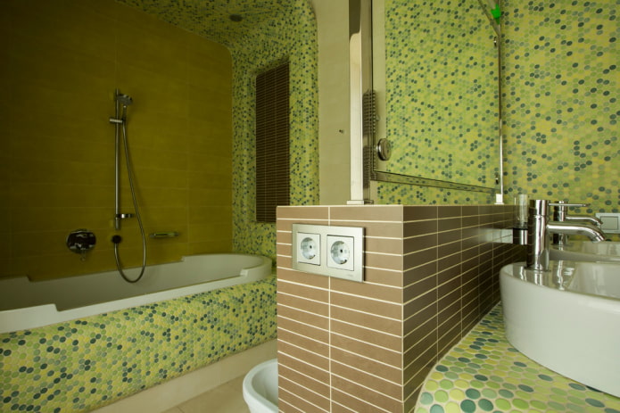 round mosaic in the bathroom interior
