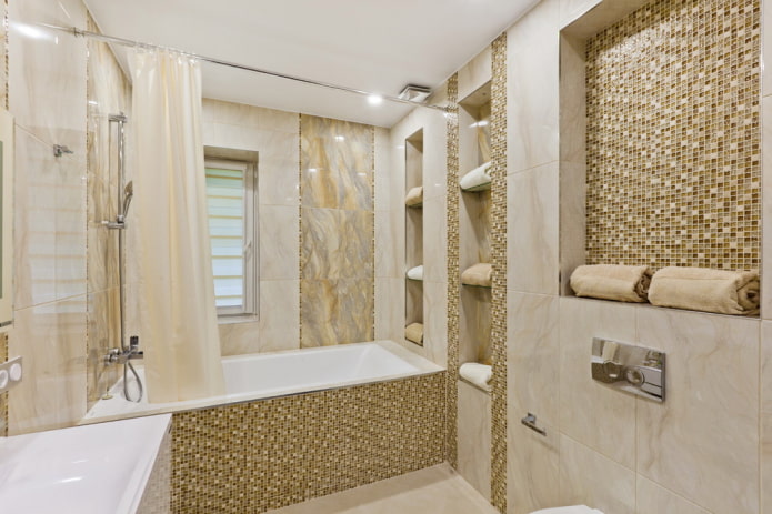 mosaic on the bathroom screen in the interior