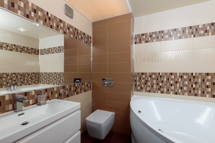 rectangular mosaic in the bathroom interior