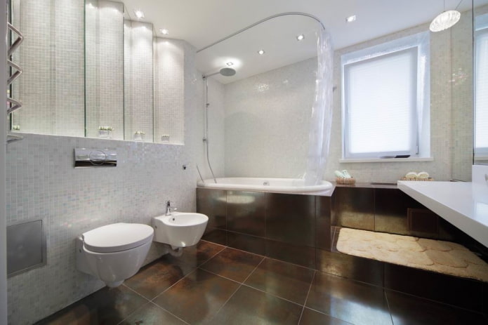 white mosaic in the bathroom interior