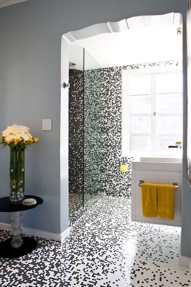 mosaic on the floor in the bathroom interior