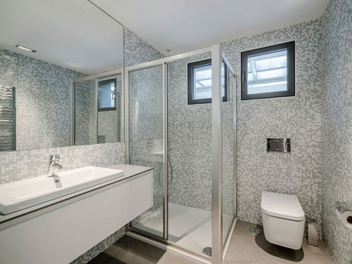 square mosaic in the bathroom interior