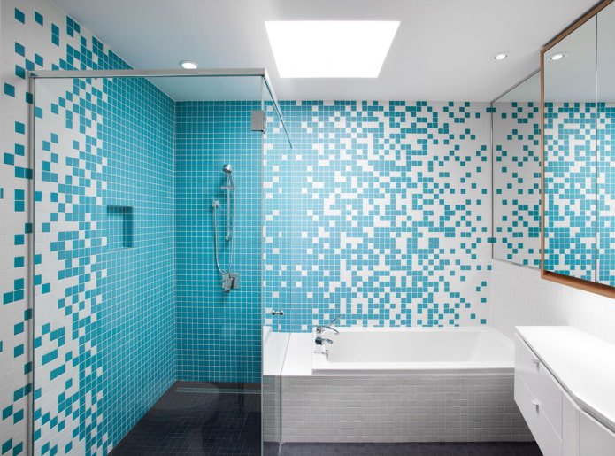 mosaic in the corner of the bathroom interior