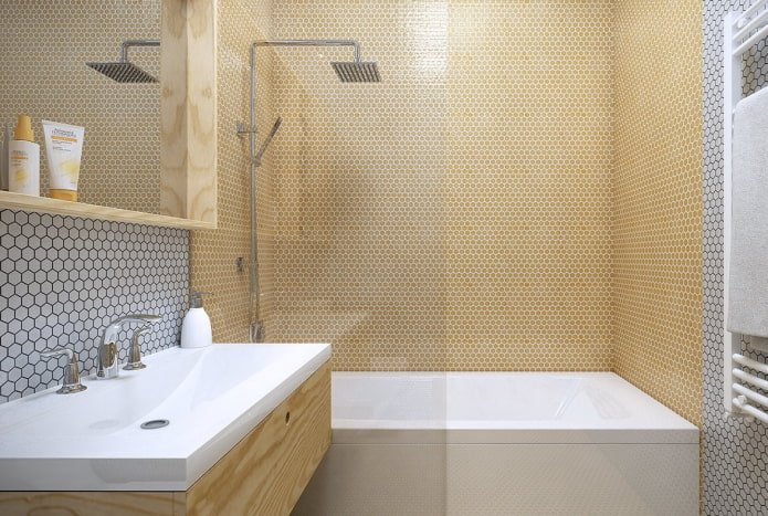 honeycomb mosaic in the bathroom interior
