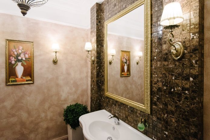 stone mosaic in the bathroom interior