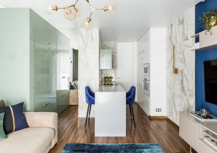 marble in the living room interior