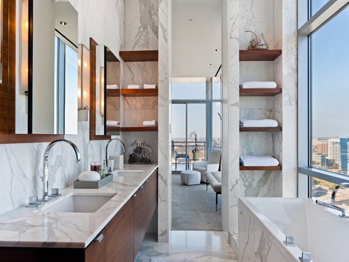 niches for shelves in the bathroom