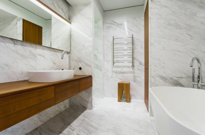 marble and wood combination