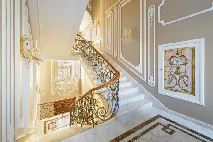 marble staircase in art deco style