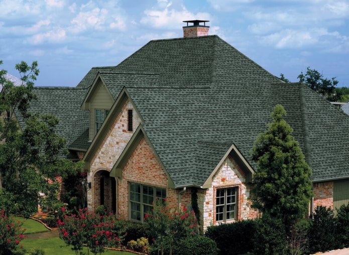 house with green soft tiles