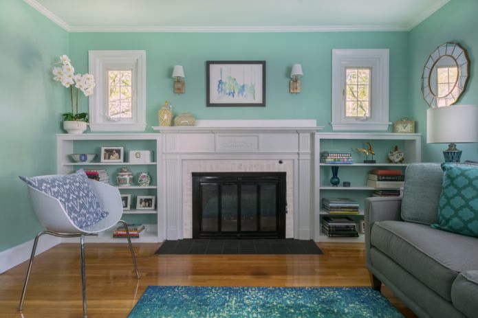 mint walls in the living room