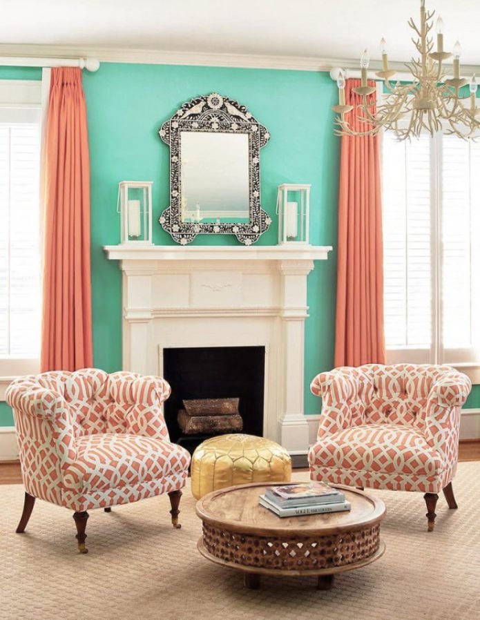 Mint and peach interior