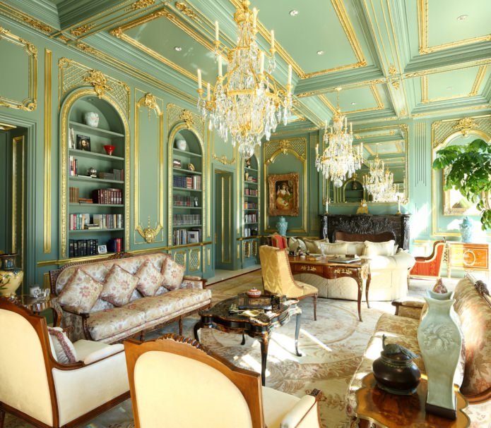 mint living room in a classic style