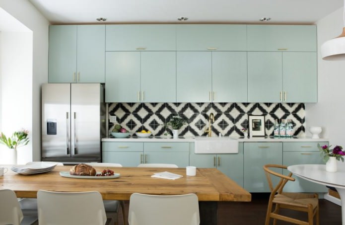 mint kitchen in minimalist style