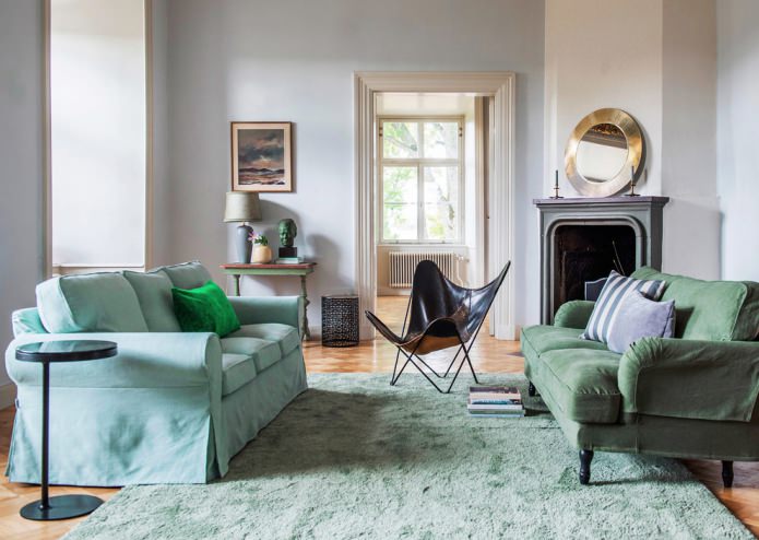 sofas in mint color of different shades
